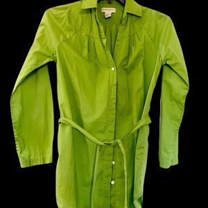 Banana Republic Long Sleeved 100% Cotton Green Top